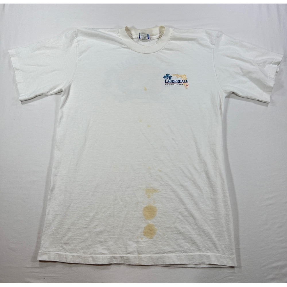 Vintage Princess Cruises Ft Lauderdale Port Everglades T-Shirt White Large 90s